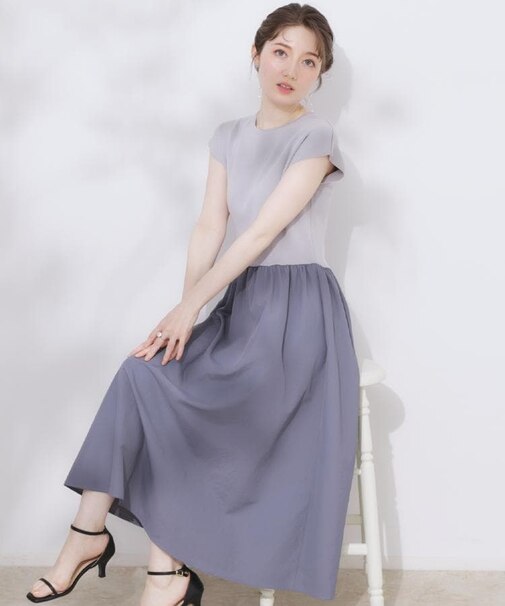 【接触冷感・楽ちん・一枚でキマる】ドッキングニットワンピース