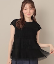 【マシンウォッシャブル・大人可愛い】チュールプリーツチュニック