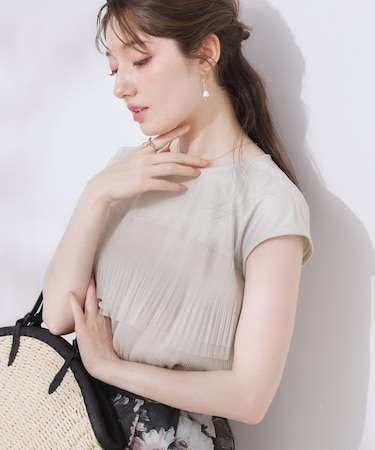 【マシンウォッシャブル・大人可愛い】チュールプリーツチュニック