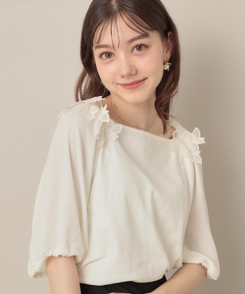 【マシンウォッシャブル・UVケア・接触冷感】ラグランレースドッキングカットソー