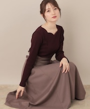【大人可愛い・通勤】スカラウエスト サイドベルト パネルスカート