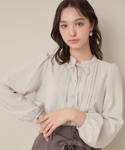 【大人可愛い・通勤】ピンタックレースブラウス