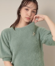 ラメフェザー半袖ニット