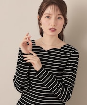 【マシンウォッシャブル・通勤・大人可愛い】ハートネックテレコプルオーバー