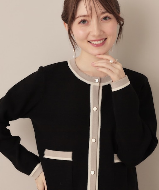 【高見え・通勤・大人可愛い】配色総針スカラカーディガン