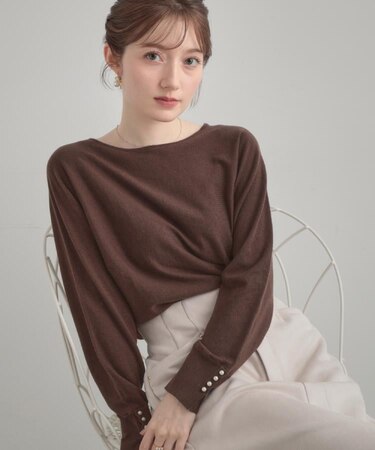 【大人上品・通勤・前後2WAY】バックパール調ドルマンニット