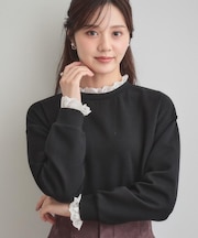 【大人可愛い・きれいめ】フリルデザインダンボールプルオーバー