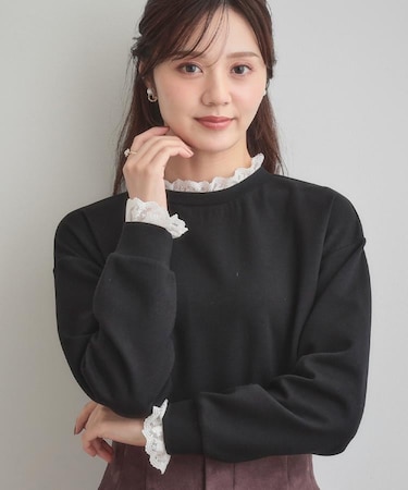 【大人可愛い・きれいめ】フリルデザインダンボールプルオーバー