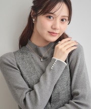 【多機能・フェミニン】パール調リブニット