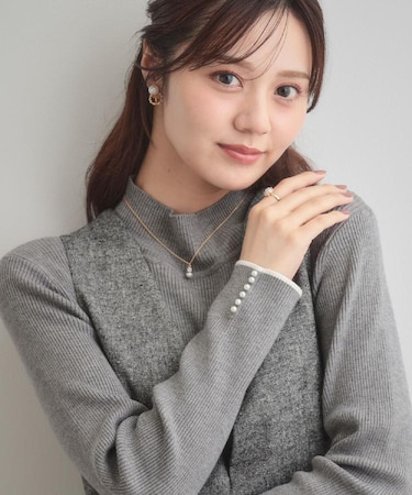 【多機能・フェミニン】パール調リブニット