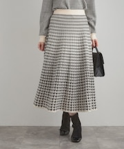 【クラシカル・大人上品】千鳥ジャカードニットプリーツスカート