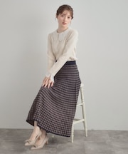 【クラシカル・大人上品】千鳥ジャカードニットプリーツスカート