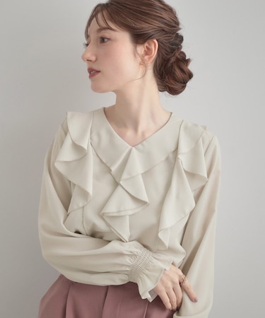 【大人可愛い・通勤】ラッフルフリルブラウス