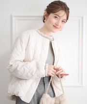 【撥水・大人可愛い】リボンキルトジャケット