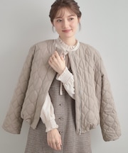 【撥水・大人可愛い】リボンキルティングジャケット