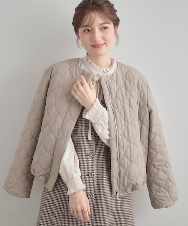 【撥水・大人可愛い】リボンキルティングジャケット