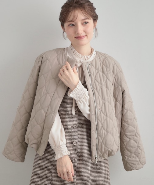 【撥水・大人可愛い】リボンキルティングジャケット