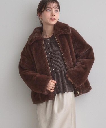 【ふわふわ・上品】ミンクフェイクファーアウター