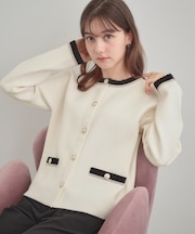 【通勤・大人上品】ムースタッチジャカード 配色スカラカーディ