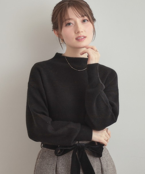 【ゆるふわ・通勤】リッシュアンゴラ バックパール調ニット