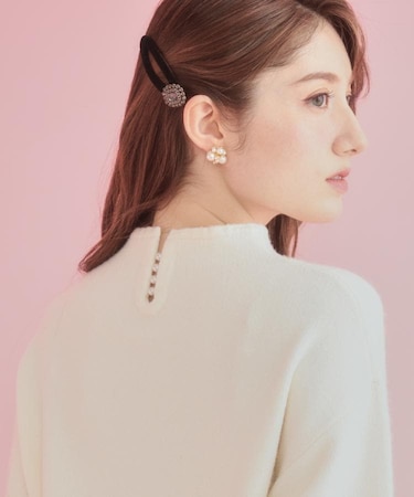 【ゆるふわ・通勤】リッシュアンゴラ バックパール調ニット