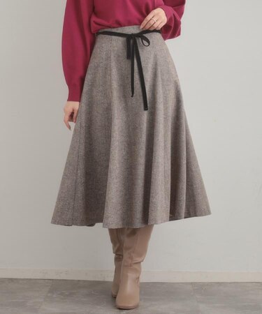 【通勤・大人上品】ラメツイード フレアスカート
