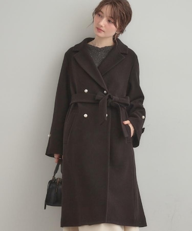 【大人上品・周りと差がつく】パール調釦チェスターコート