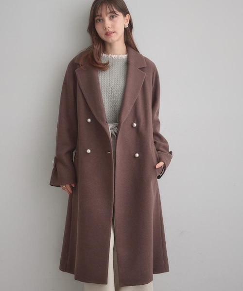 大人上品・ベルト付き】パール調釦チェスターコート｜クチュール