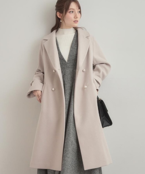 【大人上品・周りと差がつく】パール調釦チェスターコート