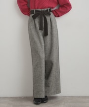 【上品華やか・通勤】ラメツイード ワイドパンツ