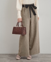 【上品華やか・通勤】ラメツイード ワイドパンツ