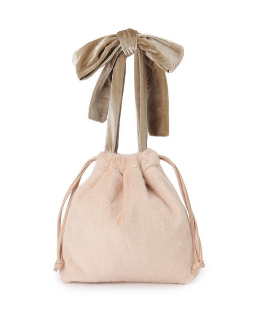 ベロアリボンフェイクファートートバッグ