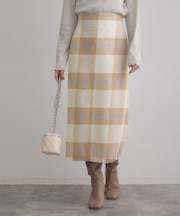起毛チェックIラインスカート