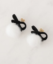 ベロアリボンフェイクファーピアス