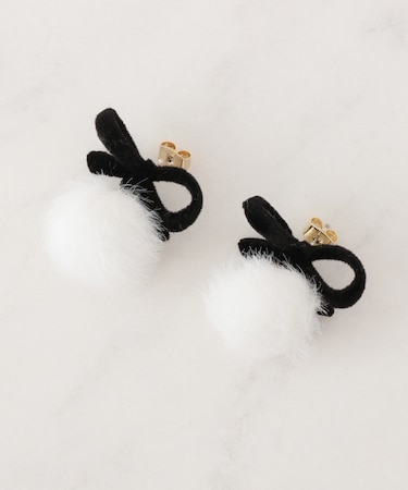 ベロアリボンフェイクファーピアス