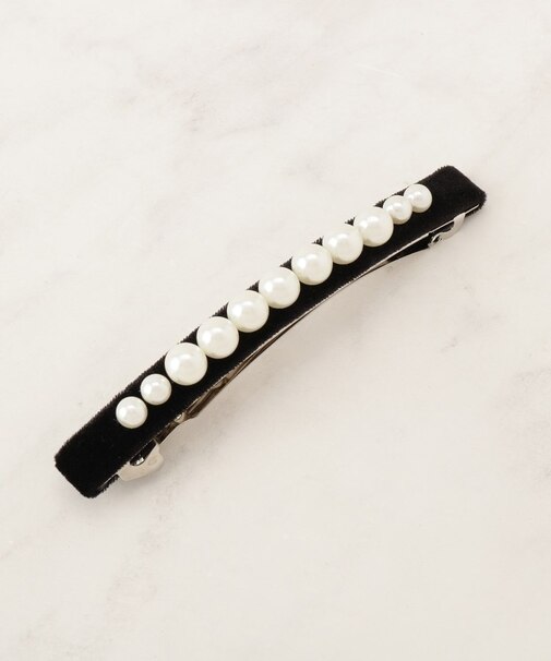 ベロアフェイクパールバレッタ