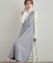 【S-LL/通勤】ビット付き スエード調ダンボールジャンスカ