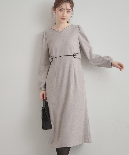 通勤・起毛ポンチ】配色Aラインワンピース｜クチュールブローチの通販