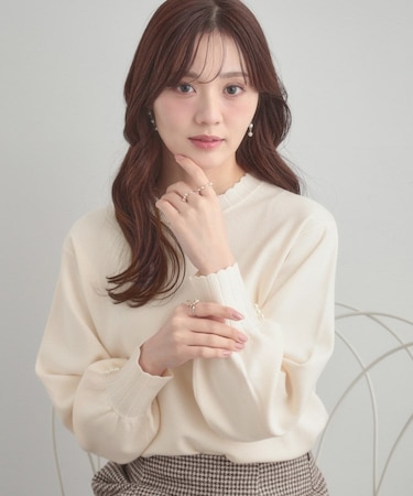 【洗える/スカラデザイン】パフスリーブ ニット