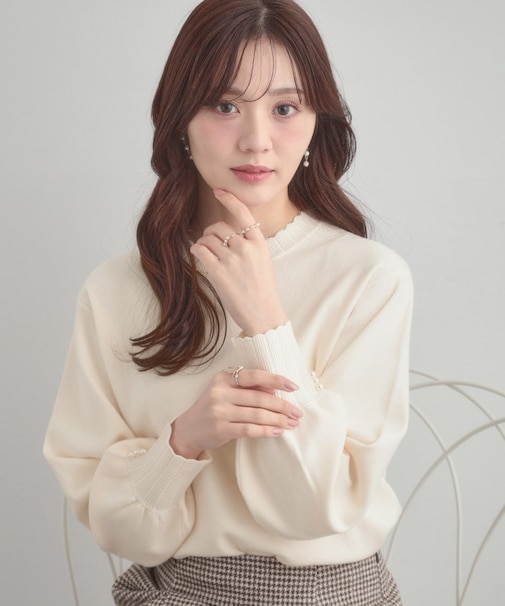 【洗える/スカラデザイン】パフスリーブ ニット