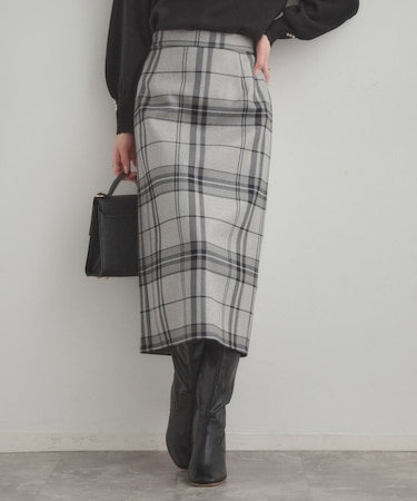 【洗える/微起毛】Iライン チェックスカート