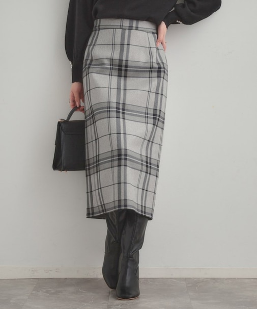 【洗える/微起毛】Iライン チェックスカート