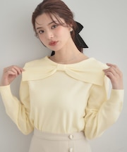 【着映え】リボンカラー デザインニット