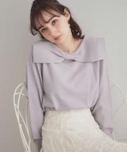 【着映え】リボンカラー デザインニット