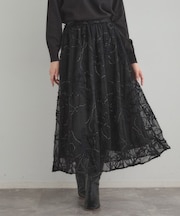 【通勤】ラメ刺繍ブークレチュールスカート