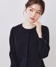 リボンデザイン羽織りペプラムブラウス