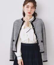 【ハレの日・通勤】ラメツイード ニットカーディガン