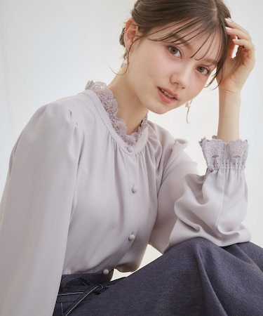 【2WAY・ハレの日・通勤】エンブロレースブラウス