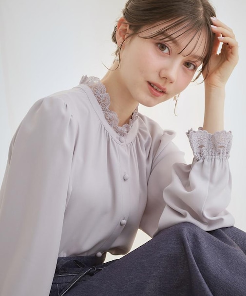 【2WAY・ハレの日・通勤】エンブロレースブラウス