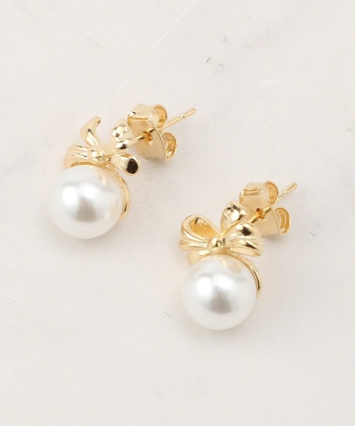 リボンパール調ピアス